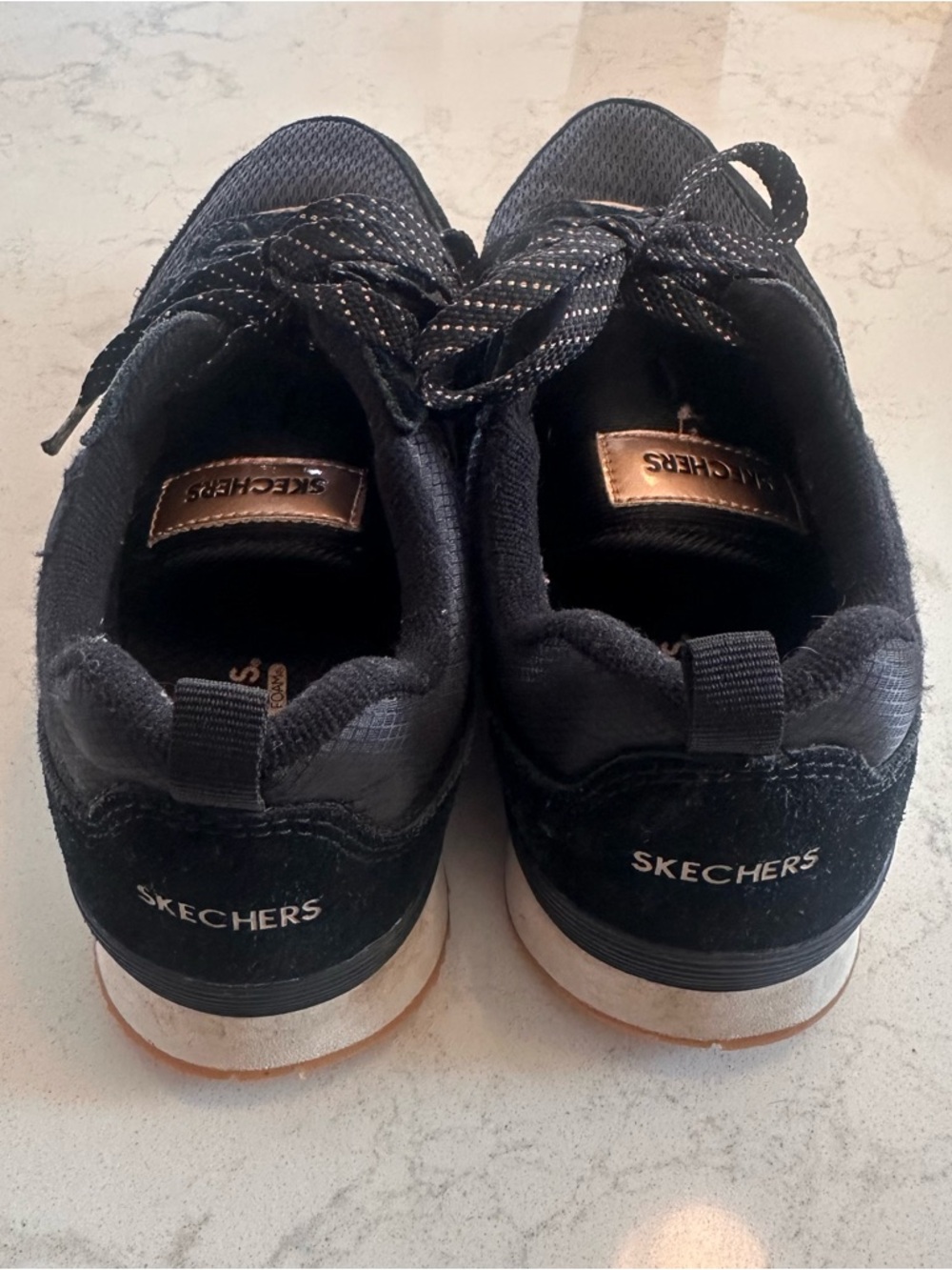 Skechers Black Sneakers with Rose Gold Accents - Picture 5 of 6